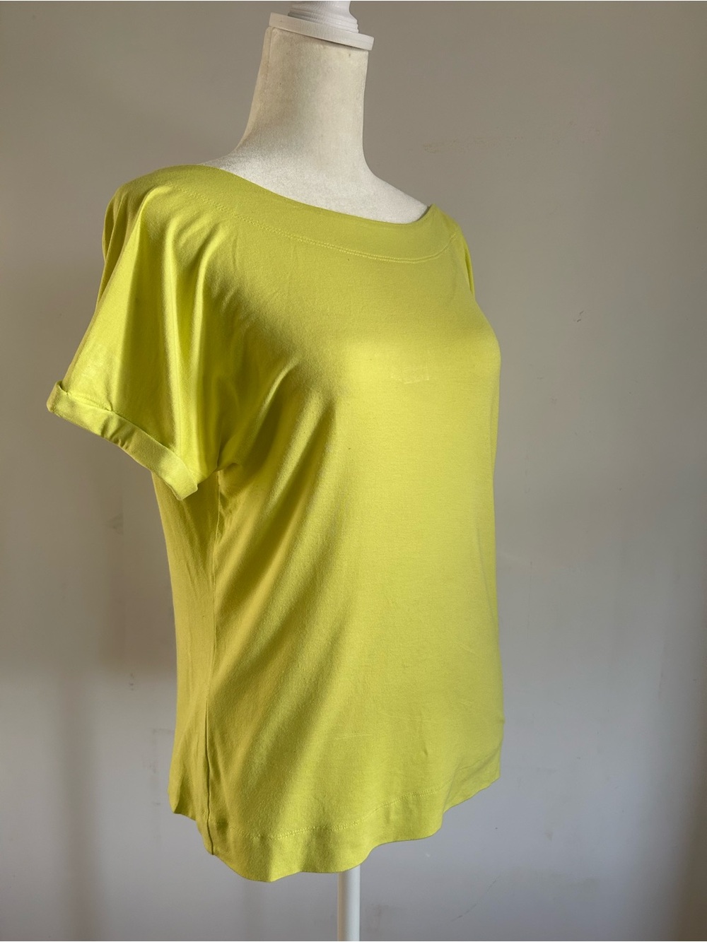 Per Se Lime Green Short-Sleeve Luxe Cotton Blend Scoop Neck Coordinate   Sz EUC